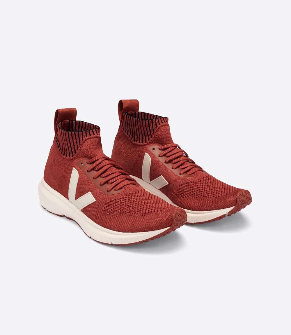 Veja Trainers Mens Red - V-knit X Rick Owens Mid - EMOG-75692